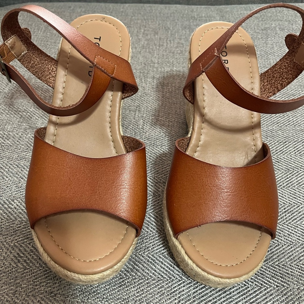 Torrid Brown Espadrille Sandals with Ankle Strap wide width